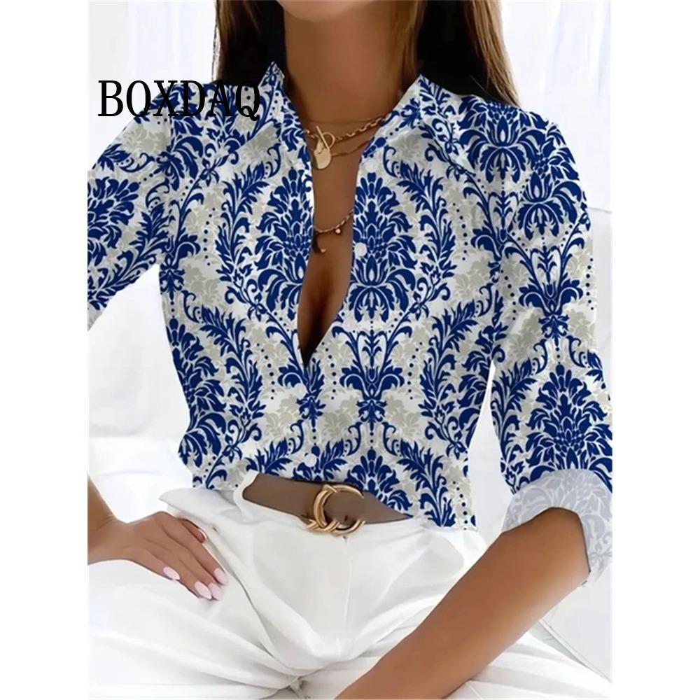 Leopard Print Pattern Lapel Button Women's Shirt 3D Printed Casual Fashion Long Sleeve Button Shirts New Spring Clothes Top