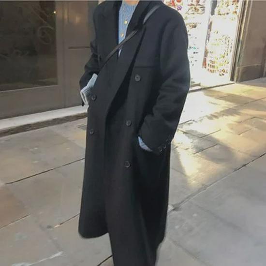 2023 Autumn/Winter Women's Classic Double-Breasted French Retro Long Wool Coat