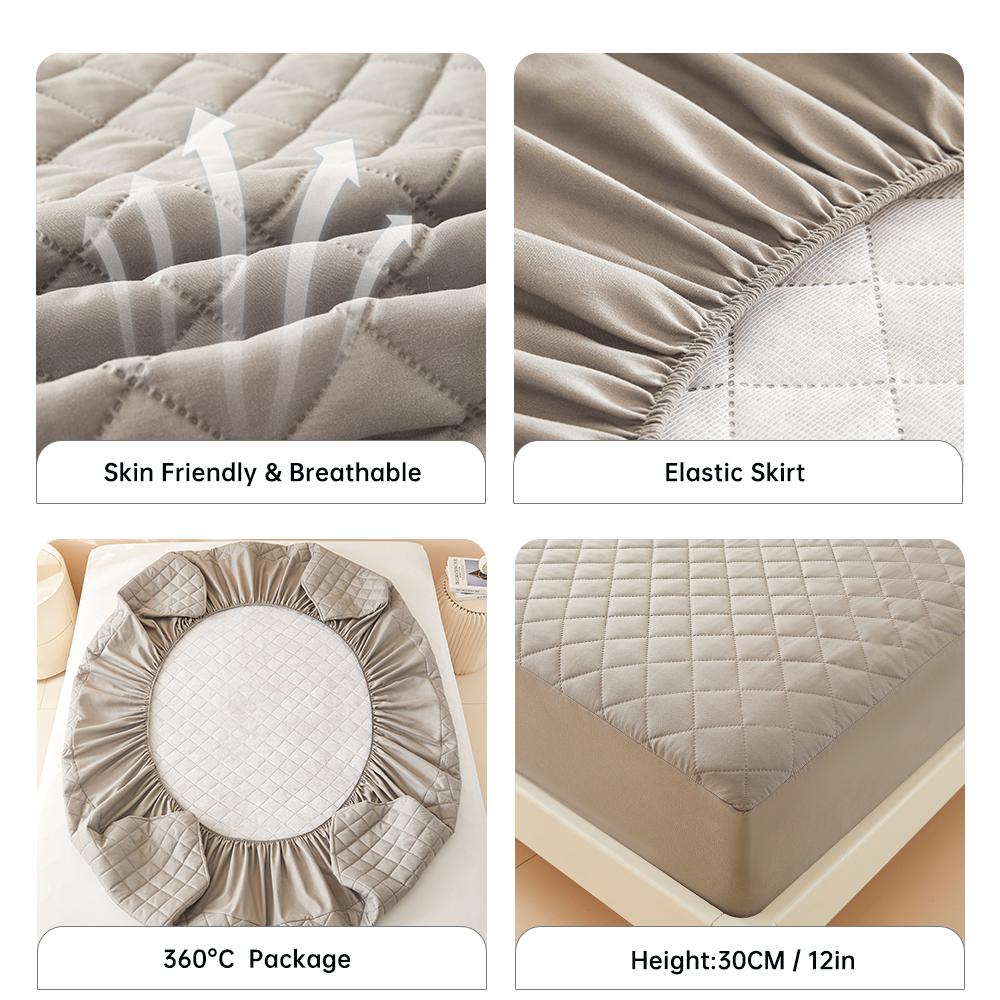 HOMZY 1PC 3D Air Fabric Thick Mattress Cover, 100% Waterproof Mattress Protector, Soft and Breathable Fitted Bed Sheet (No Pillowcase)