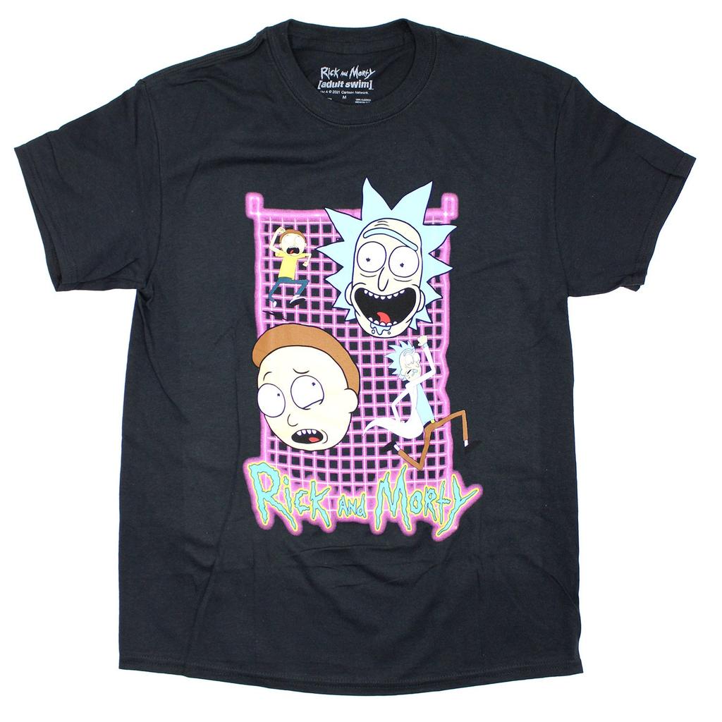 Men's Rick And Morty Neon Squares Tee T-shirt Medium Black