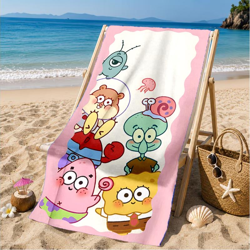 Sponge Expressions Pattern Beach Towel, Microfiber Beach Towel, Perfect For Pool, Beach, Travel, Home Decor Beach Party Fan Gifts