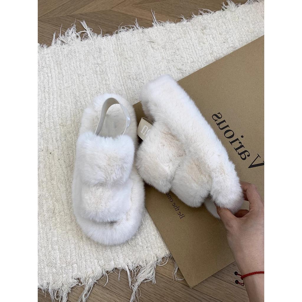 Casual soft-soled slippers women wear in autumn and winter, new thick-soled Mao Mao drags out and steps on shit, Internet celebrities popular Mao Mao