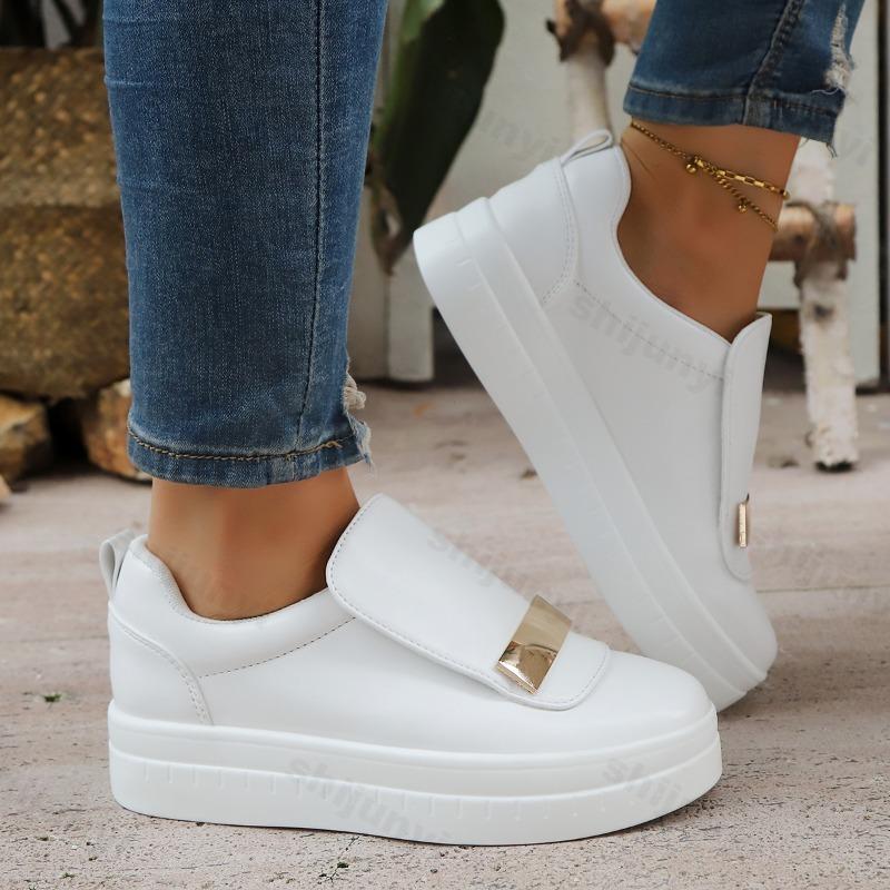 Fashion 2025 Autumn New Thick Soled Fashion Shallow Mouth Casual Single Shoes for Women's Comfortable  Versatile Slip on Chunky Sneakers