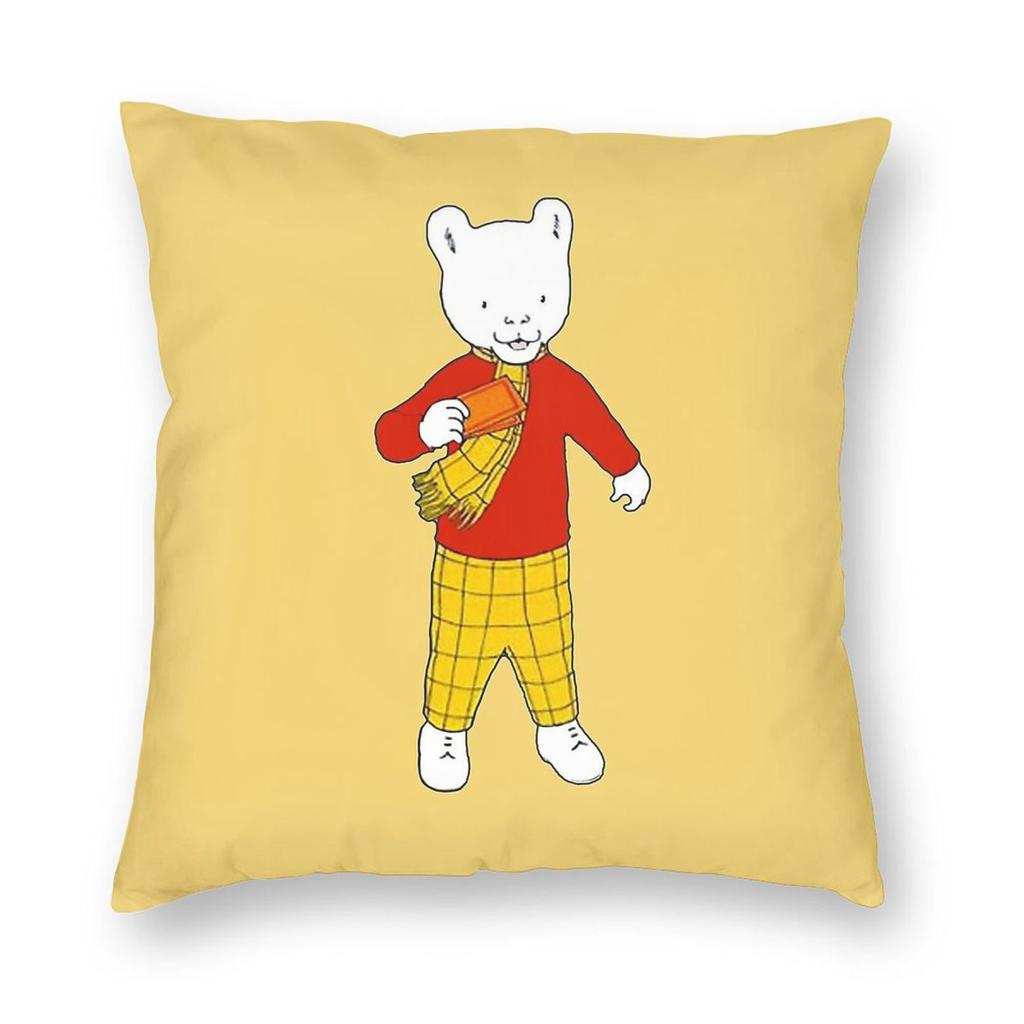 Housse d'oreiller Rupert l'Ours Balle Noire Polyester Lin Velours Fermeture Éclair Créative Décorative Housse de Coussin de Voiture x