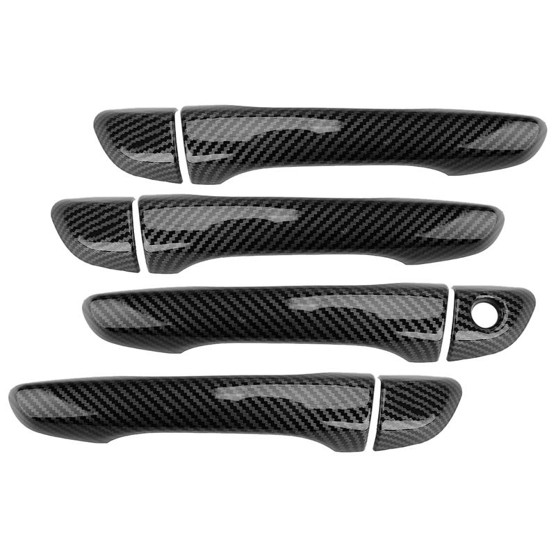 1 Set Car Exterior Door Handle Cover Trim Fit for Hyundai Elantra 2017- Carbon Fiber Style ABS