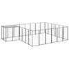 VidaXL Black Kennel 12.1 M² Steel Enclosure for Puppies Cage Dogs Outdoor 3082213