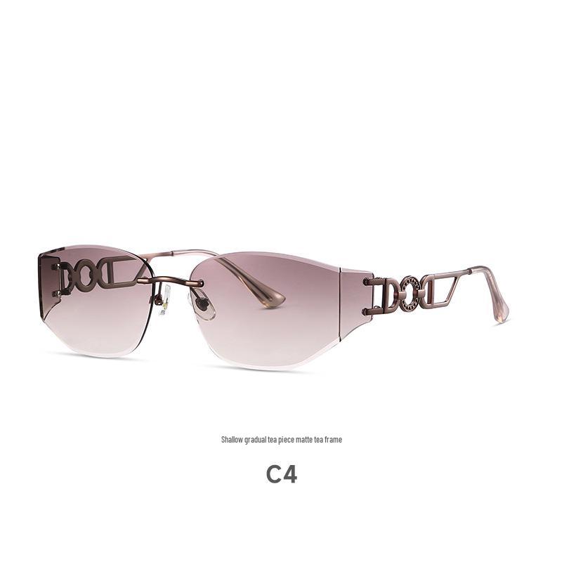 

7313 Авангардные безободковые солнцезащитные очки «кошачий глаз»: Модный, Высококачественный, Защищающий от УФ-лучей Нейлоновый Солнцезащитный Козырек для Вождения.