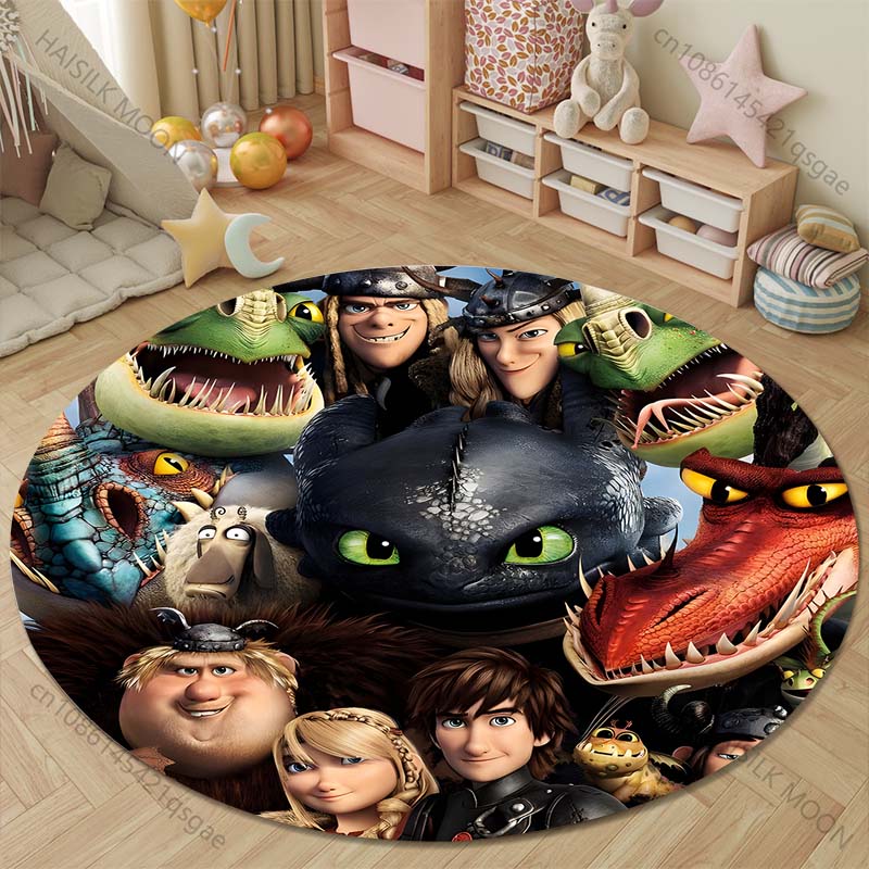 Multiple Sizes How T0 Train Your D-Dragon Print Round Rugs Carpet for Living Room Bedroom Kids Room Bath Chair Mat Home Decor