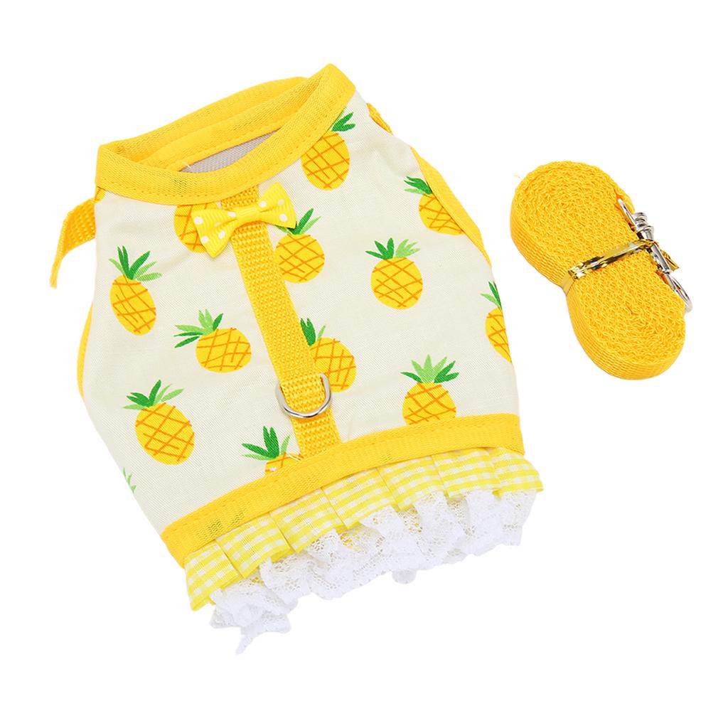 Vest Lsh Fruit Printing Lace Hem Hook and Design Small Animal Harness Set for Chinchilla Ferret