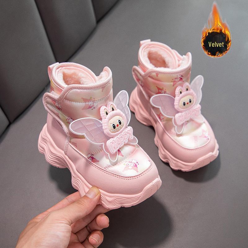 Mädchen Winterstiefel 2025: Wasserdichte, rutschfeste Schneestiefel mit Plus-Samt für Wärme, Lederoberfläche, mittlere und große Größen.