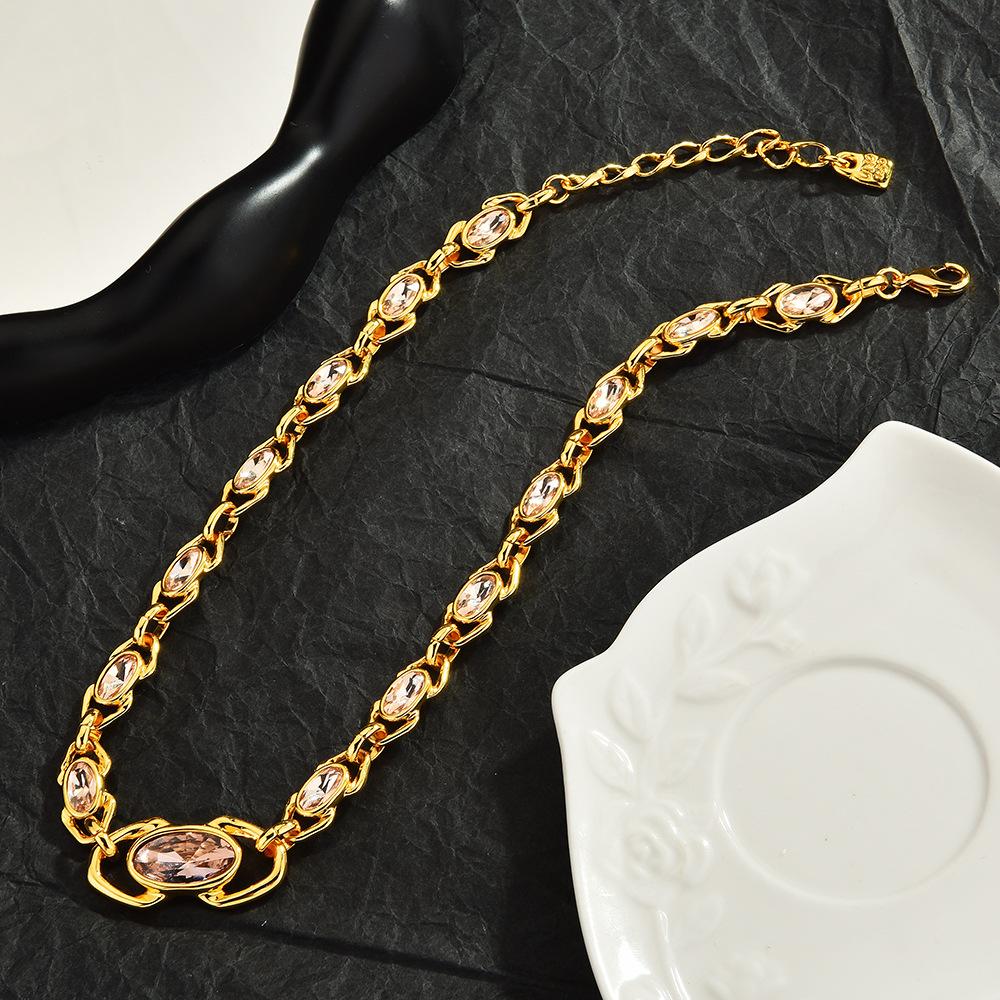 Simple Style Crystal Splicing High-end Fashion Accessories Pendant Necklace 60CM(Necklace Long)