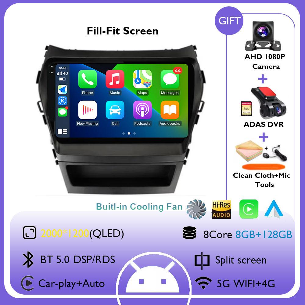 For Hyundai Santa Fe 3 2013 - 2016 Carplay Auto 4G+WIFI GPS Car Radio Navigation Multimedia Video Player Stereo BT Android 14