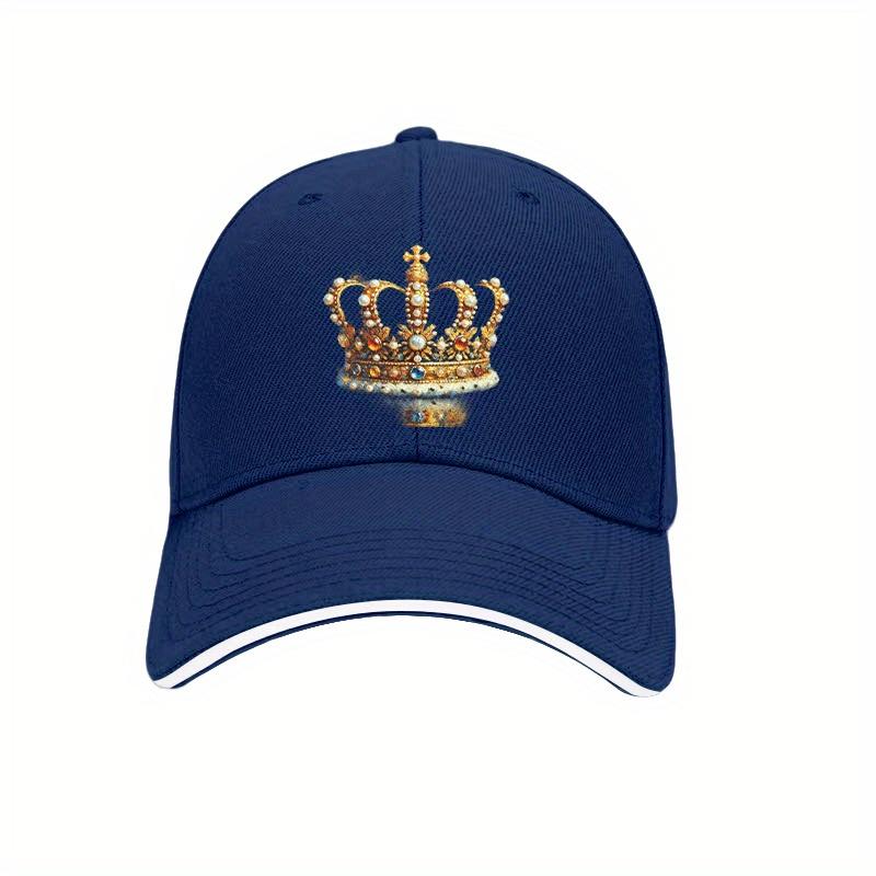 Zlatá kšiltovka s kamínky Koruna Unisex Polyester Nastavitelná Vintage Kšiltovka pro táty Ležérní