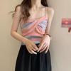 Colorful Striped Camisole for Women Female's Backless Slim Fit Vests Summer Sexy Style Short Chic Wearing Outside Tops