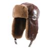 Unisex Winter PU-Leder Warmer Hut mit Fleece-Futter Winddichte Ohrenschützer Outdoor-Radkappe