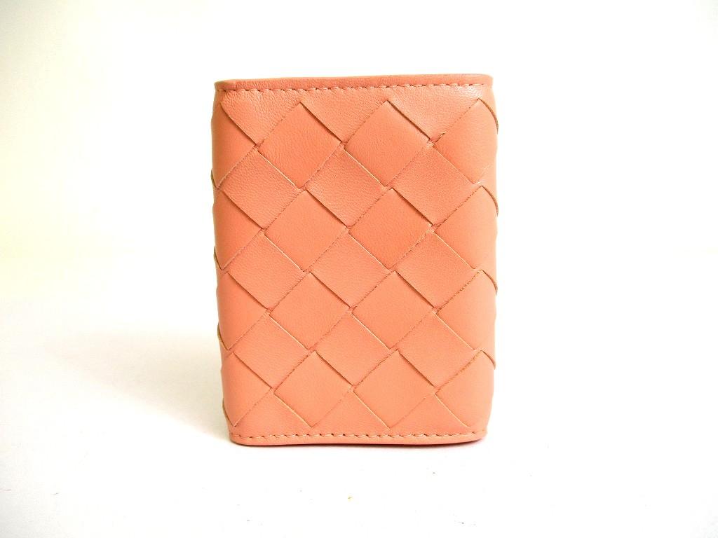Authentic BOTTEGA VENETA Light Pink Leather Trifold Wallet Compact Wallet #b116  Open Box