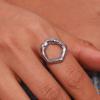 Vintage Circle Motif Stainless Steel Ring for Women Melted Texture Detail Texture Temperament Jewelry