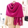 Wool Cashmere Scarf for Girls High End Solid Color Scarf Versatile Thickened Winter Imitation Cashmere Scarf