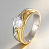 Huitan Exquisite Two-tone Finger Rings for Women Modern Dazzling Cubic Zirconia Party Jewelry Stylish Noble Finger Accessories