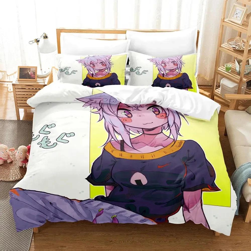 Comforter Hololive Nekomata Okayu Bedding Set Single Twin Full Queen King Size Aldult Bedroom Duvet 3D Anime Boys Bed Set