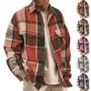 Mens Loose Fit Plaid Long Sleeve Shirt Jacket Casual Outerwear