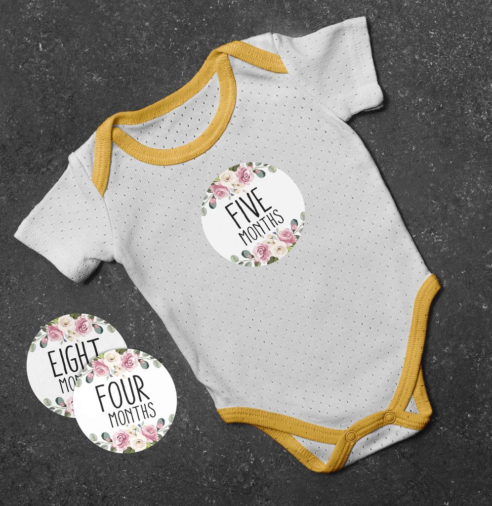 Inkdotpot 12 Month Baby  Milestone  Sticker  Boy Girl-Monthly  Milestone  Round  Stickers 24 Count