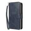 For iPhone 16e Case Zipper Pocket PU Leather Phone Cover with Hand Strap