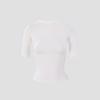 Spring and summer new waist and thin five-quarter-sleeved shoulder T-shirt slim-fit solid-color round neck short-sleeved multi-color top women