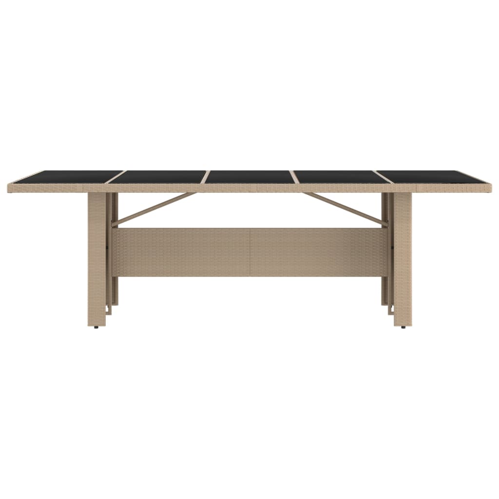 vidaXL Gartentisch mit Glasplatte Beige Poly Rattan & Hartglas