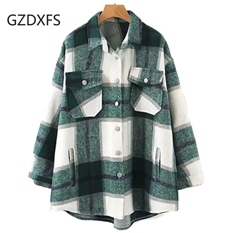 

Новая шерстяная клетчатая рубашка на пуговицах спереди с длинными рукавами XL зелёный