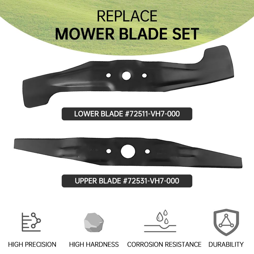 2er-Pack 72511-VL0-S00 72531-VH7-000 21 Zoll Rasenmähermesser-Set Kompatibel mit für HRR2169PKA HRR2169VKA HRR2169VLA HRR2169VYA HRX217 HRX217K1 HRX217 HR