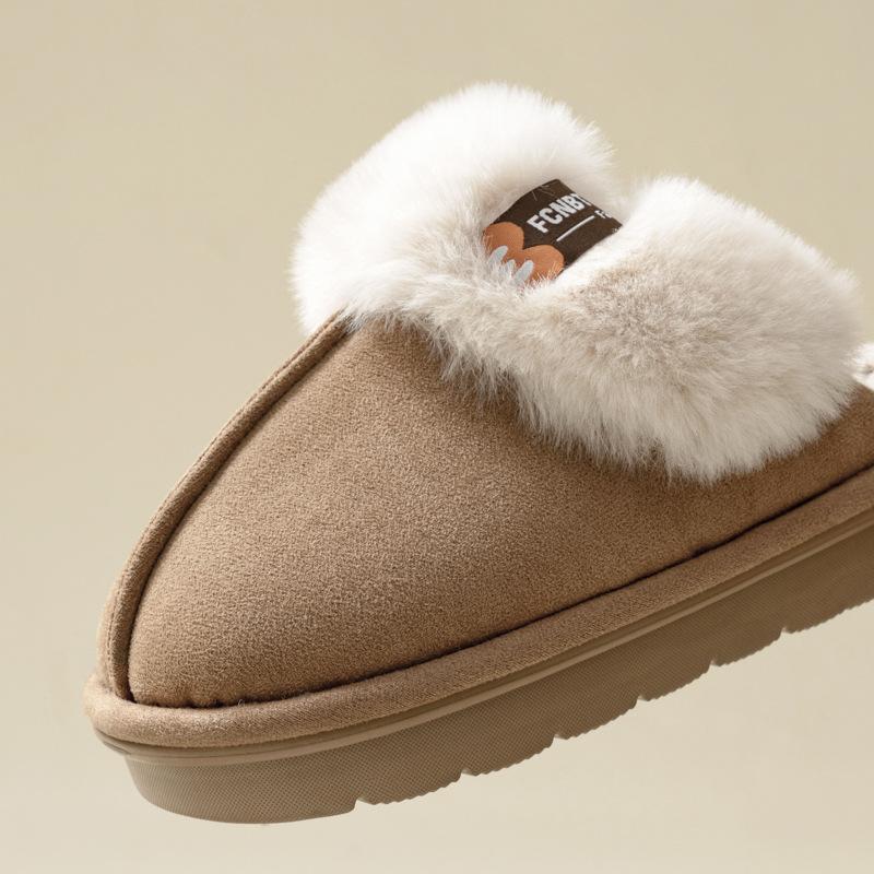 Plush cotton slippers winter home indoor non-slip cotton mop plush thick sole 2025 new thermal shoes