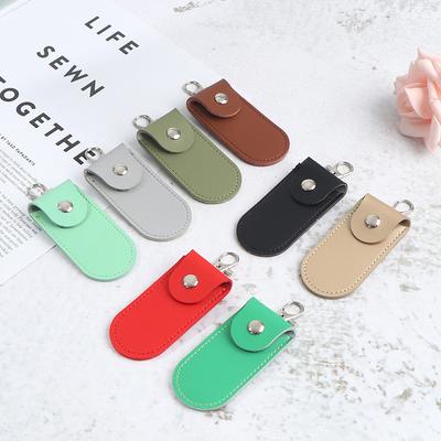 Pouch Bag Case Protective Leather With Keychain For Usb Flash Drive Memory Stick