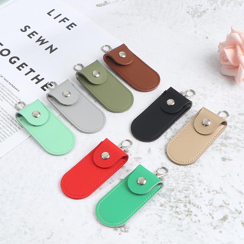 Pouch Bag Case Protective Leather With Keychain For Usb Flash Drive Memory Stick