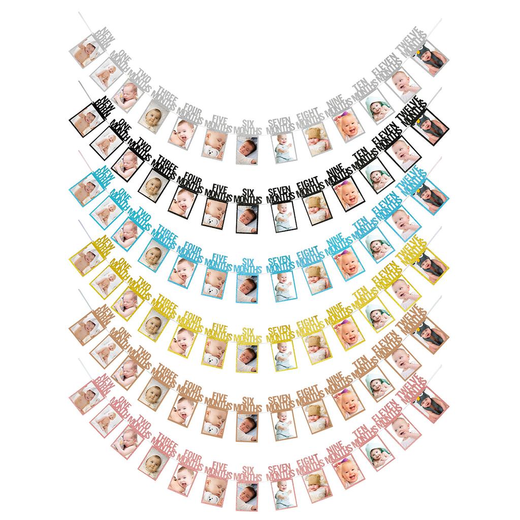 Erstes Lebensjahr Baby Foto Banner 12 Monate Rahmen Set für Junge Mädchen Dokumentieren Sie das Wachstum Ihres Babys