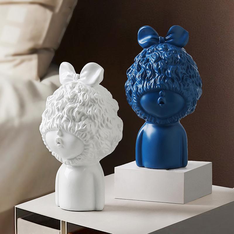 Nordic Light Luxury Art Creative Girl Ornaments Modern Living Room TV Cabinet Entrance Wine Cabinet Bookshelf Home Decorations