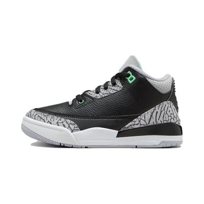 Air 3 Retro PS Green Glow Kinder-Sneaker Schwarz Wolfsgrau Weiß DM0966-031
