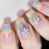 24 Pcs Flowers Stick on Nail Colorful Artificial Nail Long Square False Nail Glossy Press On Nail for Woman Girls