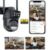 Neue EU 12MP 6K WiFi-Kamera für den Außenbereich, drei Objektive, Dual-Screens, 8-facher Zoom, CCTV-Mini-Videokamera, automatisches Tracking, Sicherheitsschutz, Überwachung, iCSee-App