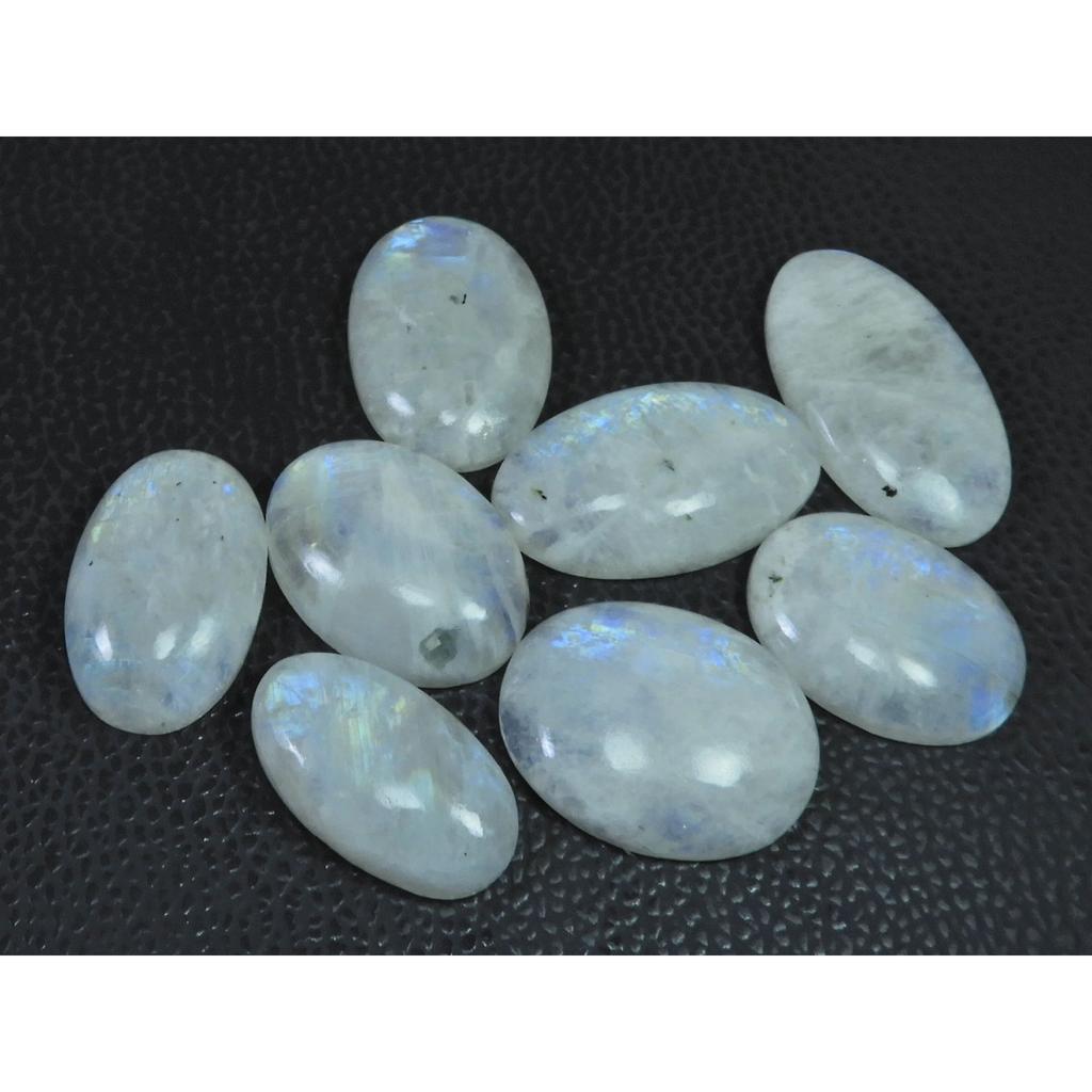 257Cts. Natural Rainbow Moonstone Oval Cabochon Loose Gemstone 8Pcs Lot C-710