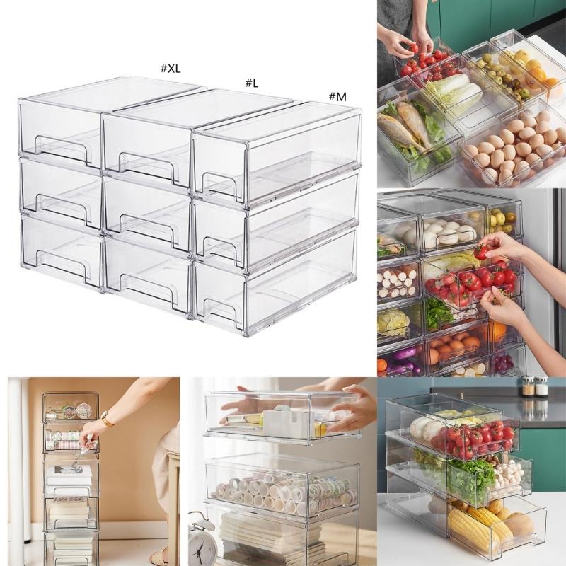 Practical Refrigerator Organizers Sealed Drawer Food Container with Lid Transparent Freezer Storage Box Kitchen Supplies