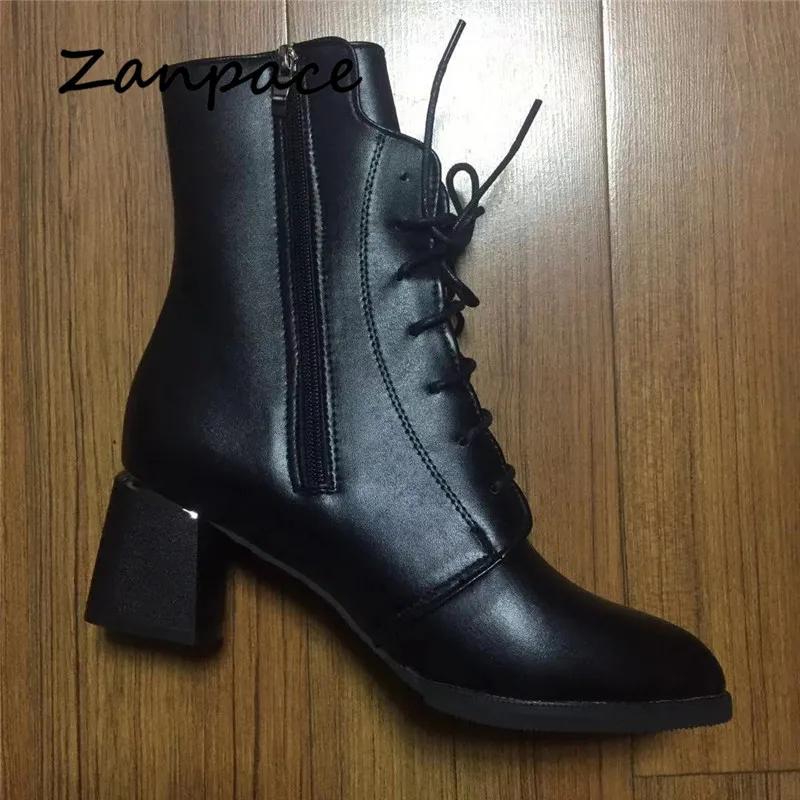2025 New Leather Women Boots Thicked Velvet PU Women Shoes Women's High-heeled Cotton Keep Warm Winter Boots Zapatos De Mujer