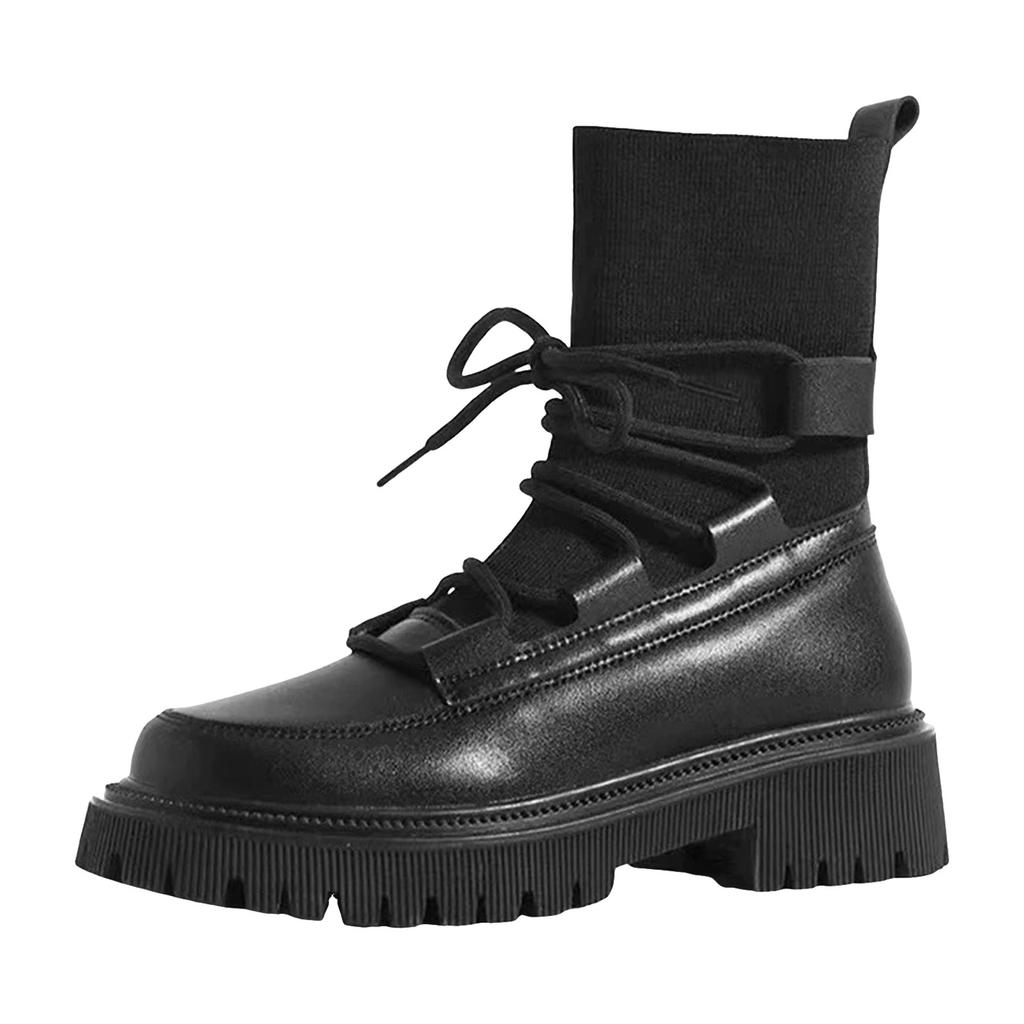 Boot For Women No Heel Fashion Breathable Casual Woman Rubber Pu Boots Fashion Comfortable Boots Shoes Zapatos De Mujer