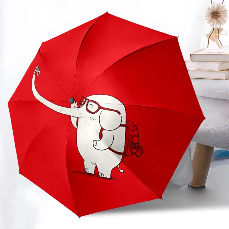 1pc Selfie Elephant Automatic Folding Umbrella, 8-Rib Durable Iron Frame, Compact Travel Umbrella for Women & Men 021