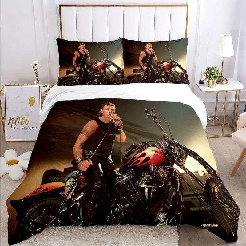 Rock star Johnny Hallyday Bedding Sets Comforter Quilt Bed Cover Duvet Cover Pillow Case 2/3 Pieces Sets Kids Adult Size Home