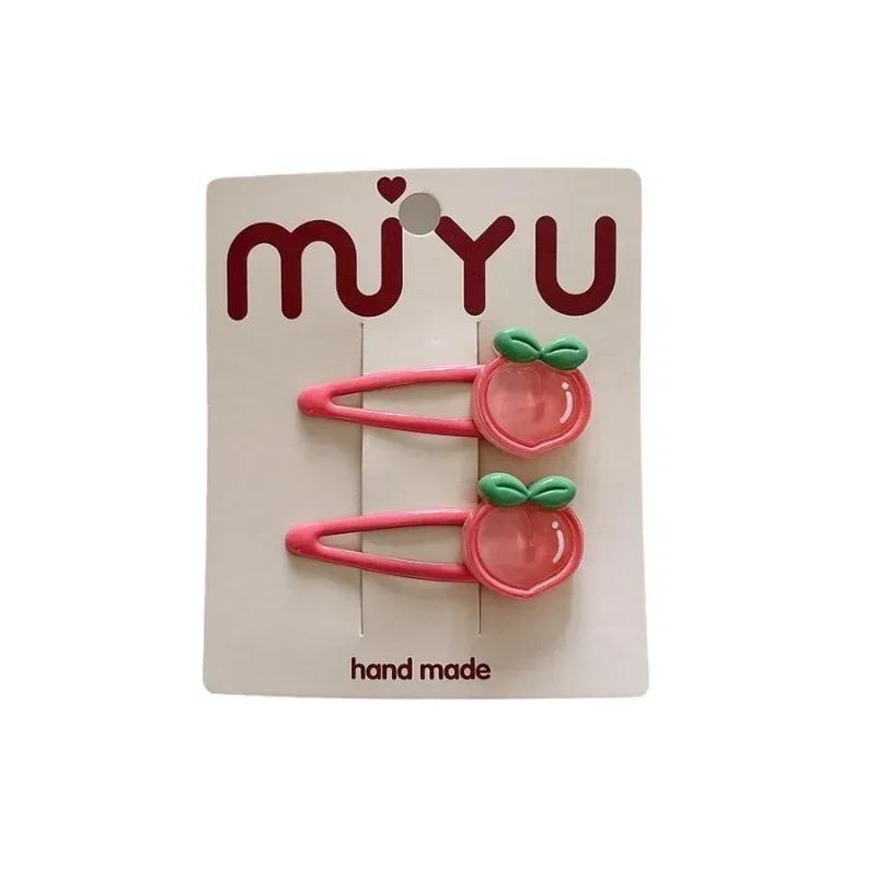 2pcs/set Creative Design Fruit Kids Girl Hair Clip Cartoon Peach Strawberry BB Clip for Toddler Kawaii Headwear Hair Accessories