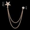 Elegant Men's Suit Pin with Dangling Chains