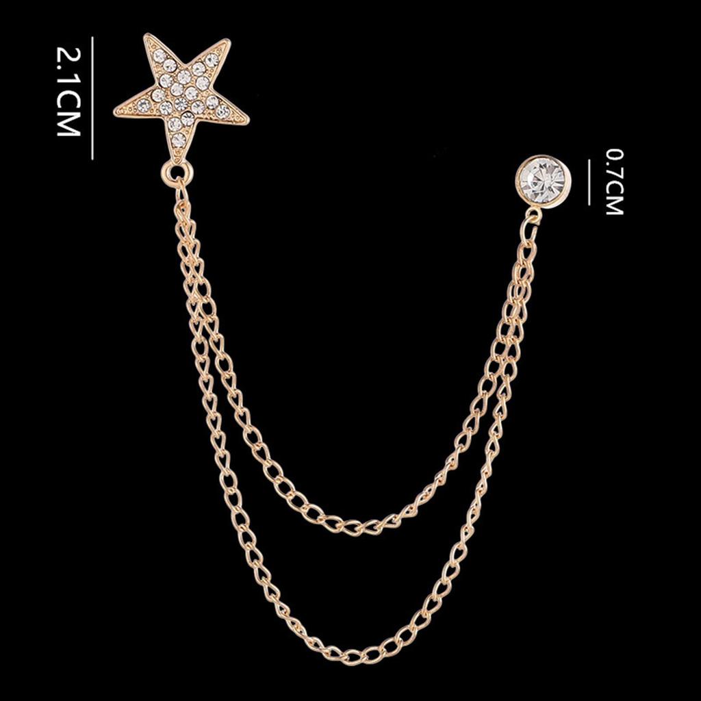 Elegant Men's Suit Pin with Dangling Chains
