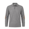 Autumn Winter Men Waffle Rib Knit Polo Shirts Contrast Suede Elbow Patches Lapel Collar Button Placket Vintage Long Sleeve Corduroy Textured Tops