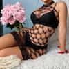 Plus Size Women Hollow Fishnet One-piece Stocking Open Net Lingerie Sexy See-through Lingerie